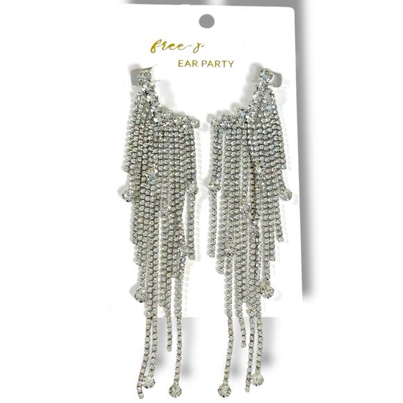 Free People Comeback Kid Ear Party NWT Dangles Rhinestones Fringe Western Boho - Picture 5 of 12